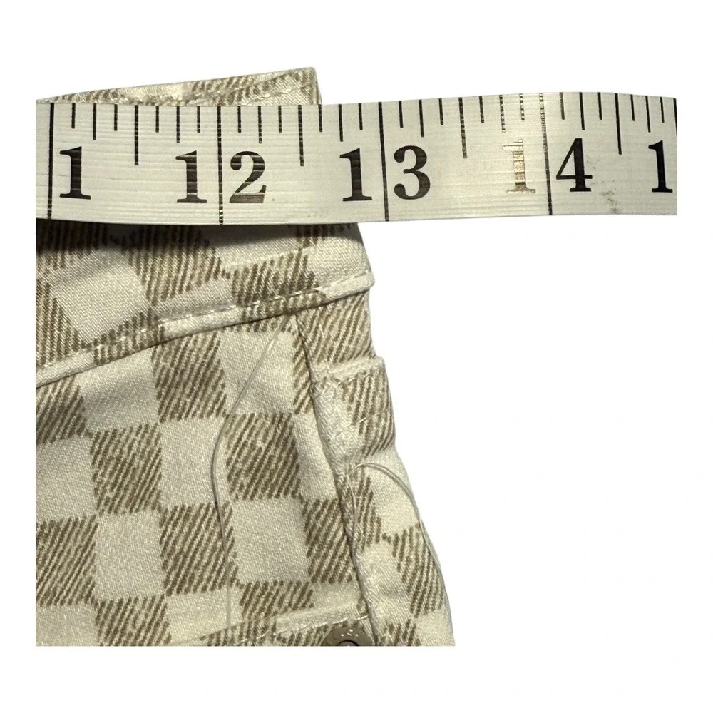 Tractr Kids Tan White Checkered Mid Rise Flare‎ Jeans Size 10 New with Tags NWT